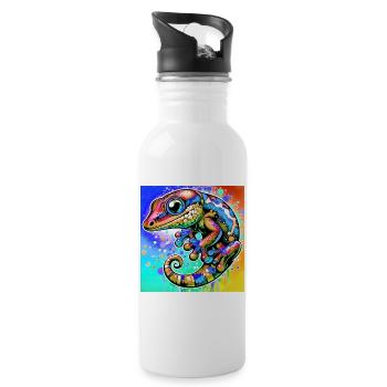 Gecko - Water bottle with straw - white - Right