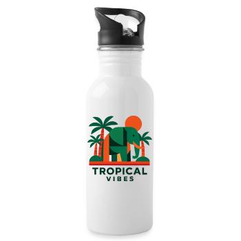 Tropical Elephant - Trinkflasche mit integriertem Trinkhalm - Weiß - Rechts