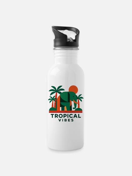 Éléphant tropical - Gourde avec paille intégrée - blanc