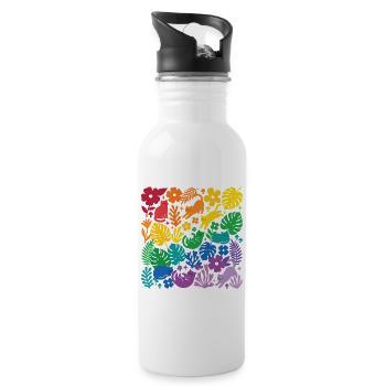 LGBT-Pride-Monat – Regenbogenkatzen und Blumen - Trinkflasche mit integriertem Trinkhalm - Weiß - Rechts