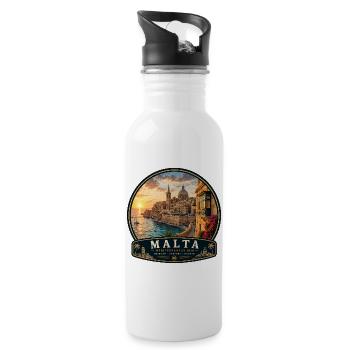Malta Valletta Kolonialstil Urlaub Mittelmeer  - Trinkflasche mit integriertem Trinkhalm - Weiß - Rechts