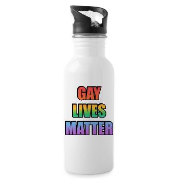 Gay Lives Matter Regenbogen-Tee - Trinkflasche mit integriertem Trinkhalm - Weiß - Rechts