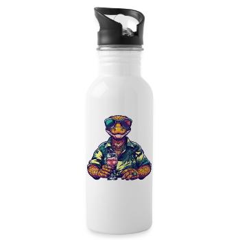 Snake Cobra Comic Summer - Water bottle with straw - white - Right