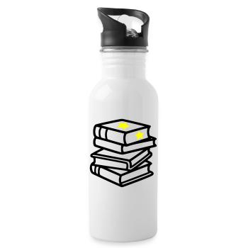 Bücherstapel Stern Fantasy Lesen Buchclub - Trinkflasche mit integriertem Trinkhalm - Weiß - Rechts
