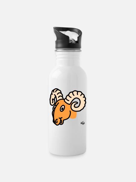 Aries large - Water bottle with straw - white