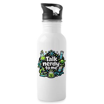 Talk Nerdy to Me Design - Trinkflasche mit integriertem Trinkhalm - Weiß - Rechts