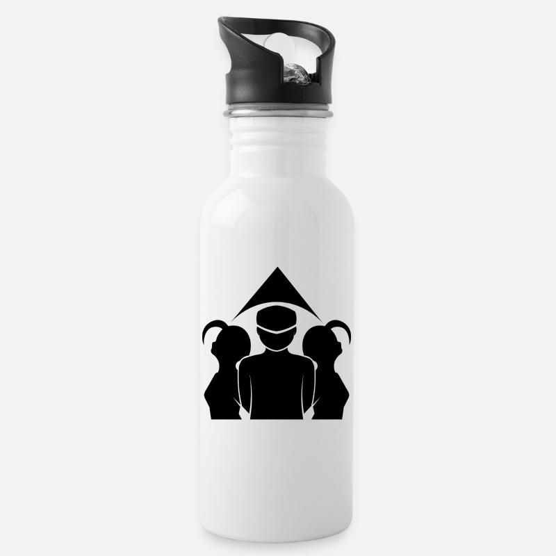 Im Schatten - Trinkflasche mit integriertem Trinkhalm - Weiß