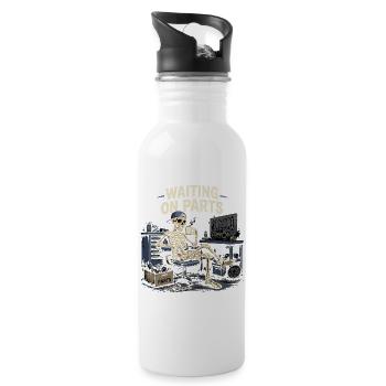 Waiting for Parts | DIY Garage Humor - Water bottle with straw - white - Right
