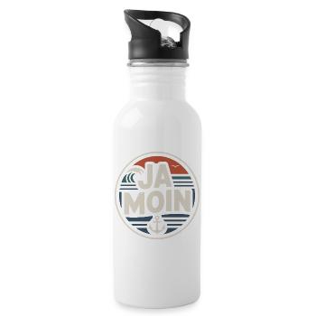 Ja Moin Norddeutschland Hamburg Gamer Meme Moin - Trinkflasche mit integriertem Trinkhalm - Weiß - Rechts