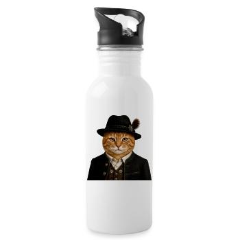 Black Forest tomcat in traditional costume - Water bottle with straw - white - Right