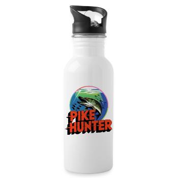 Hecht Fang Design - Trinkflasche mit integriertem Trinkhalm - Weiß - Rechts