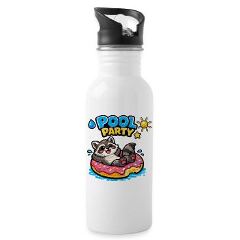 Raccoon Pool Party Donut - Trinkflasche mit integriertem Trinkhalm - Weiß - Rechts