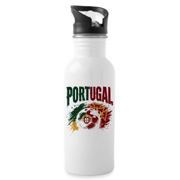 Portugal Fußball Fanshirt & Merch - Trinkflasche mit integriertem Trinkhalm - Weiß - Rechts