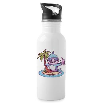 Palmier d’été requin - Gourde avec paille intégrée - blanc - Droite
