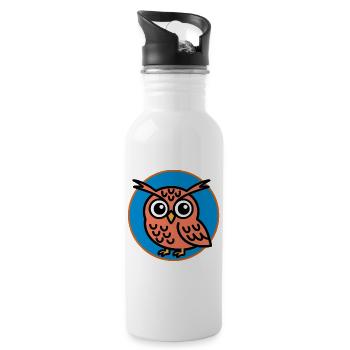 Hibou mignon - Gourde avec paille intégrée - blanc - Droite