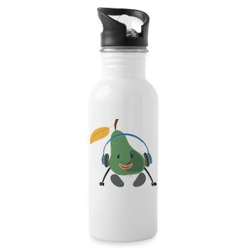 Obst Birne  - Trinkflasche mit integriertem Trinkhalm - Weiß - Rechts