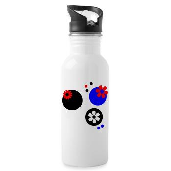 Kreise mit  Blumen  - Trinkflasche mit integriertem Trinkhalm - Weiß - Rechts