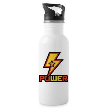 Power Lightning Star Logo - Water bottle with straw - white - Right