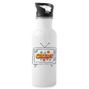 Lettres florales groovy des années 70 en forme de bulle - Gourde avec paille intégrée - blanc - Droite