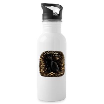 Bombay Mom Golden Cat Portrait - Water bottle with straw - white - Right