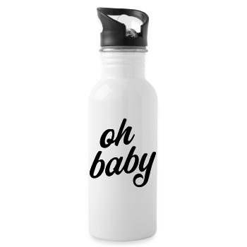 Oh Baby Saying Pregnancy T-Shirt - Water bottle with straw - white - Right