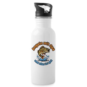 Fishing with Grandpa – Everything Is Good - Water bottle with straw - white - Right