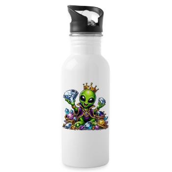 Alien Prince with Diamond Crowns - Water bottle with straw - white - Right
