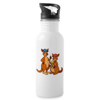 Känguru Familie - Trinkflasche mit integriertem Trinkhalm - Weiß - Rechts