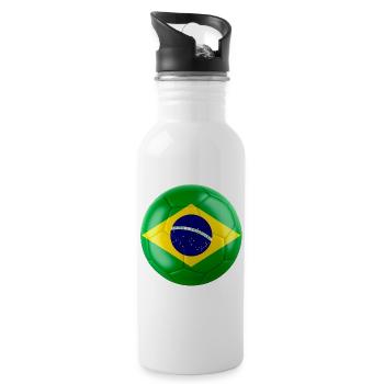 BRAZIL'S FLAG ON A FOOTBALL - Water bottle with straw - white - Right