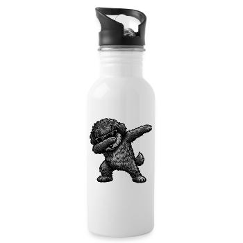 Dabbing Schafpudel - Trinkflasche mit integriertem Trinkhalm - Weiß - Rechts