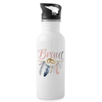 Braut Goldringe Federn JGA Junggesellenabschied - Trinkflasche mit integriertem Trinkhalm - Weiß - Rechts