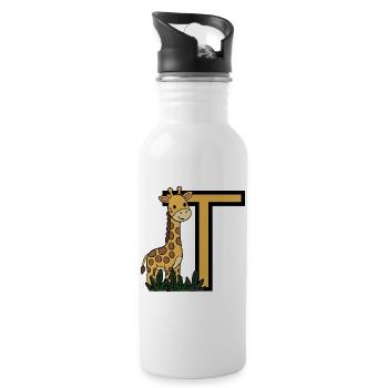 Giraffe und T Alphabet Design - Trinkflasche mit integriertem Trinkhalm - Weiß - Rechts