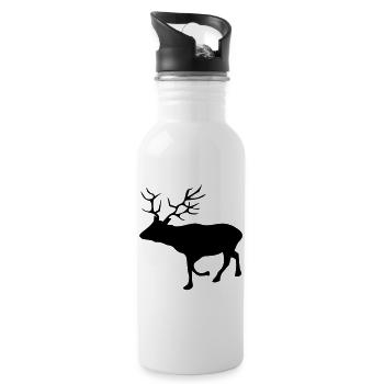 roe deer - Water bottle with straw - white - Right