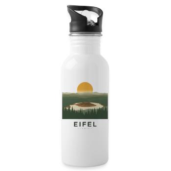 Eifel Volcano | Vintage Nature Poster - Trinkflasche mit integriertem Trinkhalm - Weiß - Rechts