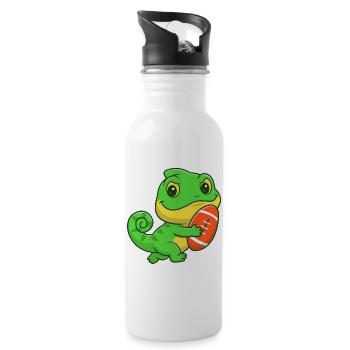 Dino-Gridiron-Niedlichkeit - Trinkflasche mit integriertem Trinkhalm - Weiß - Rechts