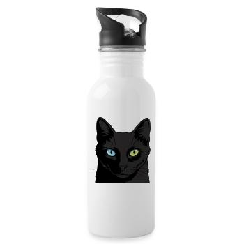 Zweifarbige Katze mit Heterochromie - Trinkflasche mit integriertem Trinkhalm - Weiß - Rechts