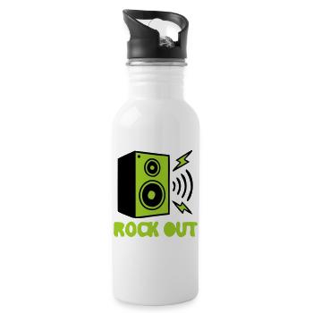 Rock Out Lautsprecher Icon - Trinkflasche mit integriertem Trinkhalm - Weiß - Rechts