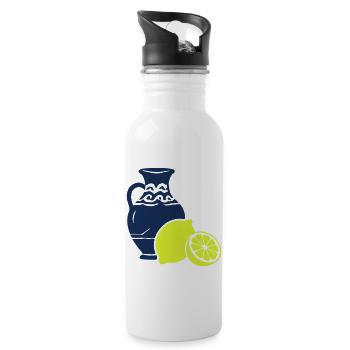 Zitrusvase Kontrast-Print - Trinkflasche mit integriertem Trinkhalm - Weiß - Rechts