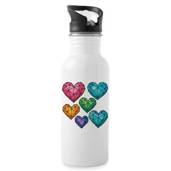 Kristallherzen in verschiedenen Farben - Trinkflasche mit integriertem Trinkhalm - Weiß - Rechts