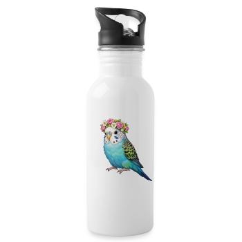 Wellensittich - Trinkflasche mit integriertem Trinkhalm - Weiß - Rechts