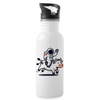 Astronauten-Bullenritt - Trinkflasche mit integriertem Trinkhalm - Weiß - Rechts