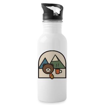 Bear campsite near mountains and coffee - Water bottle with straw - white - Right