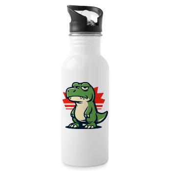 Chill Dinosaur Mood Grumpy - Water bottle with straw - white - Right