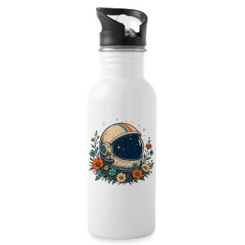 Kosmosblumen Astronauten Helm - Trinkflasche mit integriertem Trinkhalm - Weiß - Rechts