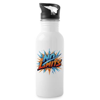 No Limits Motivation Sport Gaming Spruch Design - Trinkflasche mit integriertem Trinkhalm - Weiß - Rechts