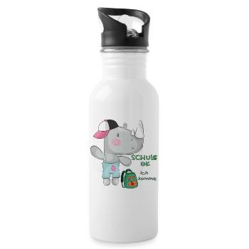  Schulstart Einschulung Dino - Trinkflasche mit integriertem Trinkhalm - Weiß - Rechts