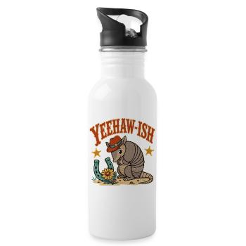 Yeehaw Ish Cowboy Armadillo - Water bottle with straw - white - Right