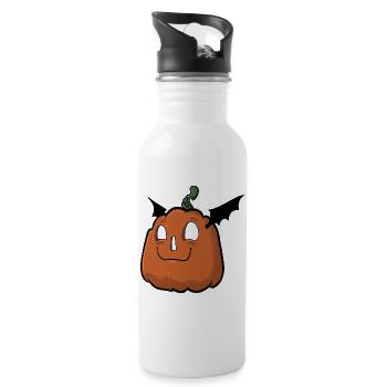 Happy pumpkin face - Water bottle with straw - white - Right