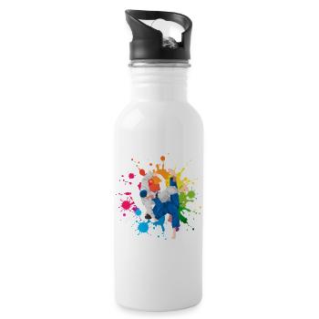 Judo Martial Arts Colorful Watercolor Watercolor Watercolor - Water bottle with straw - white - Right