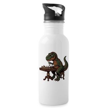 Le T-Rex joue aux échecs - Gourde avec paille intégrée - blanc - Droite